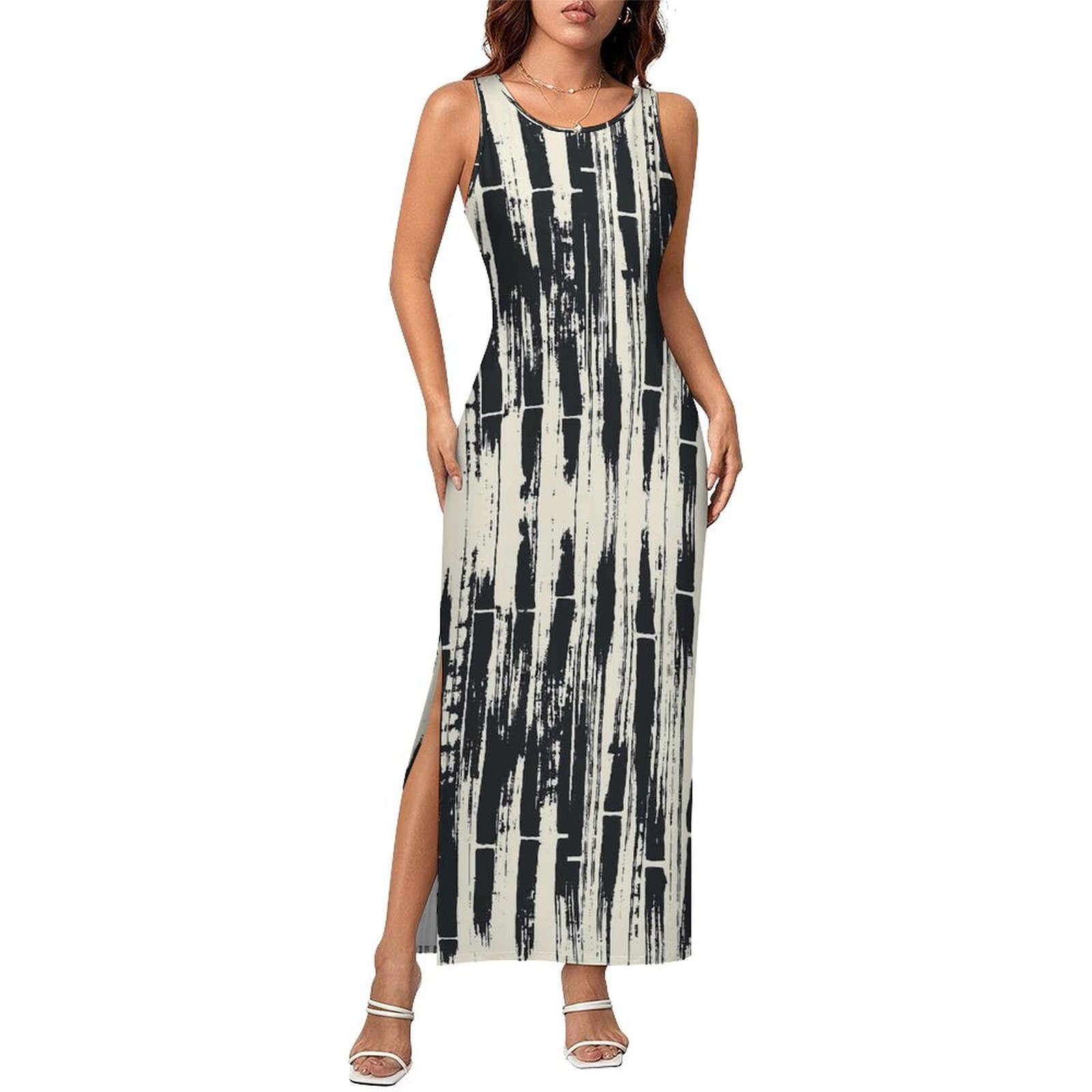 Shibori Tie Dye - Black Tie Dye Dress Sleeveless Shibori