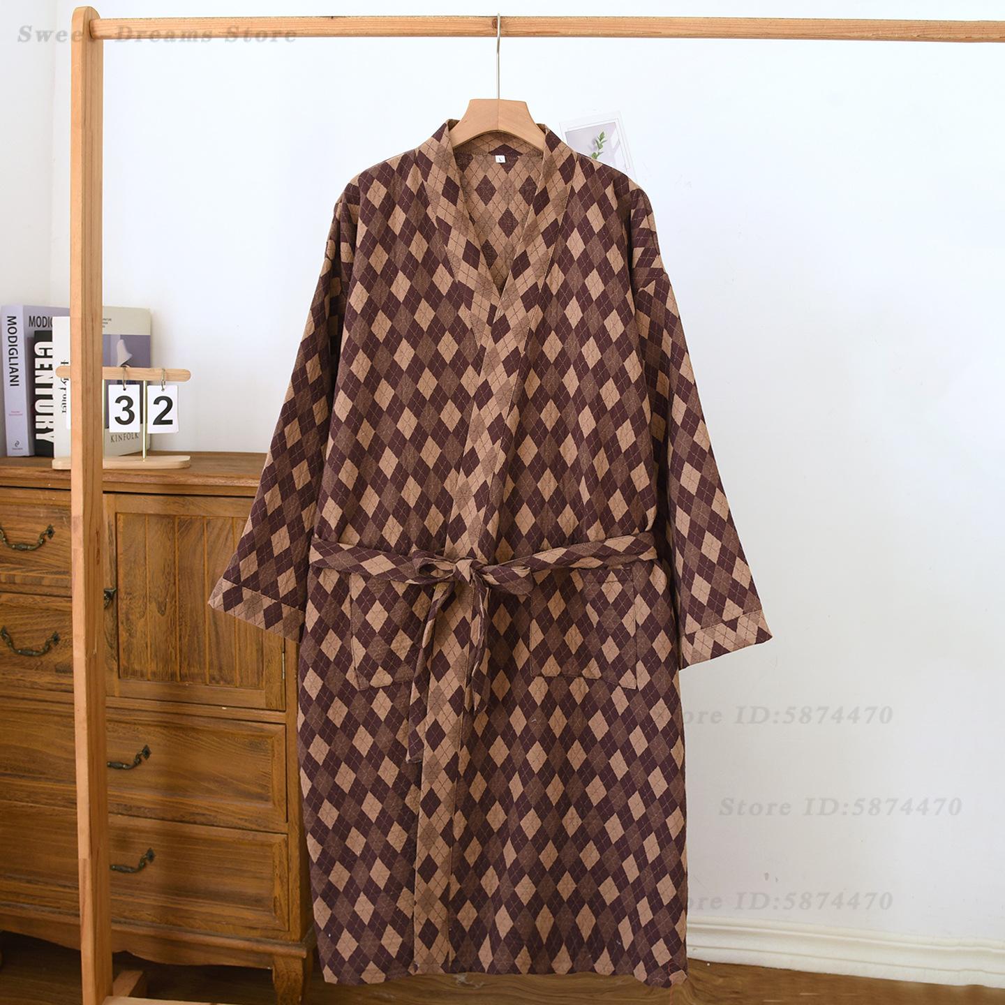 Kimono Yukata Cotton - Cotton Coupe Robe Sleepwear Male Jacquard